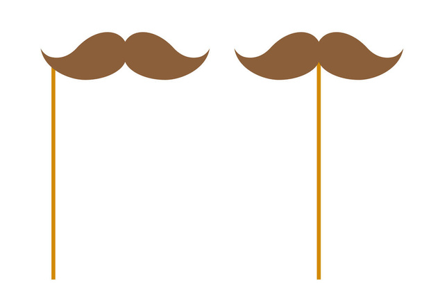 Mustache with wooden stick on white background - Vektor, Bild