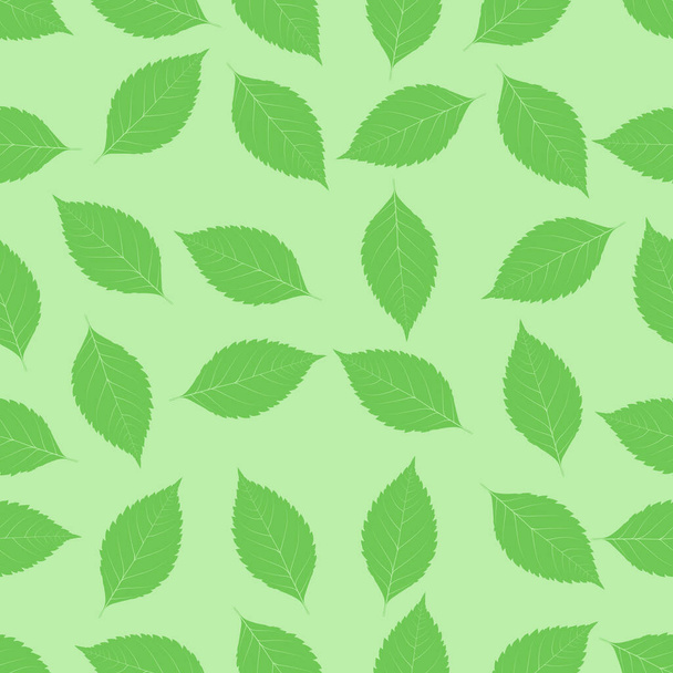 Seamless with green birch leave - Vector, Image