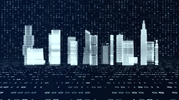 Concepto de transformación digital y computación en nube. Líder empresarial y antecedentes urbanos. Ilustración 3D. - Metraje, vídeo