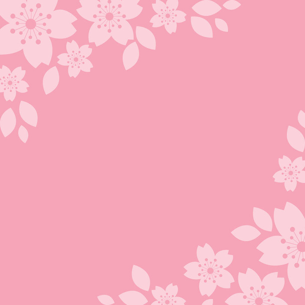 Sakura çiçeği, kiraz çiçeği bahar mevsiminde dekorasyon için çerçeve vektörü ve Hanami festivali. - Vektör, Görsel