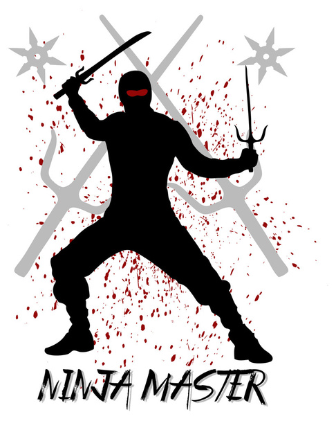 Ninja Master σύνθημα με ninja σιλουέτα - Διάνυσμα, εικόνα