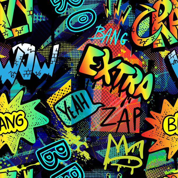 retro background with music effects and lettering. vector illustration - Vector, imagen