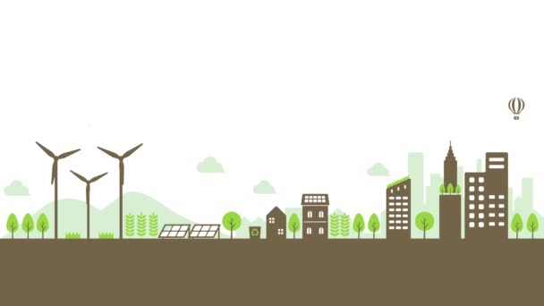 Smart ecology city illustration animation ( mp4 ) - Materiał filmowy, wideo