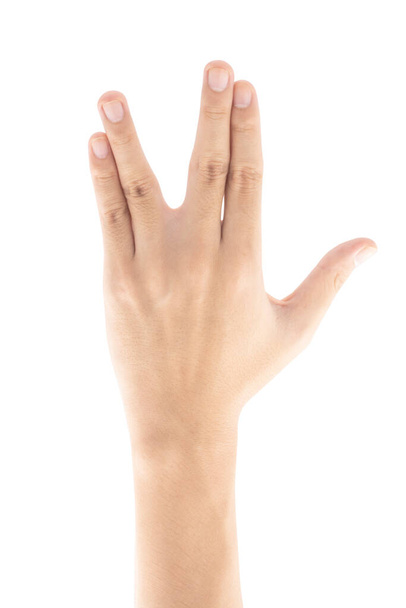 Abstract symbolic hand gesture, Isolated on white background, Clipping path Included. - 写真・画像