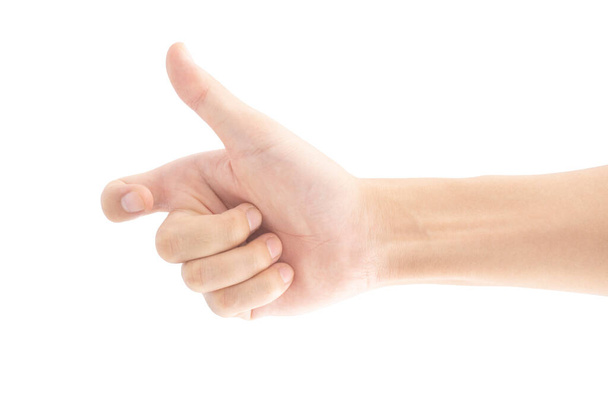 Een hand die iets vasthoudt of oppakt of vastgrijpt, Geïsoleerd op witte achtergrond, Knippad Inbegrepen. - Foto, afbeelding