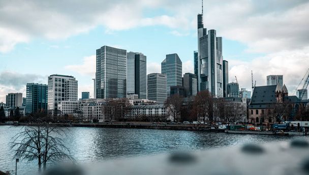 The dramatic scenery of cityscapes in Frankfurt, Germany - Фото, изображение