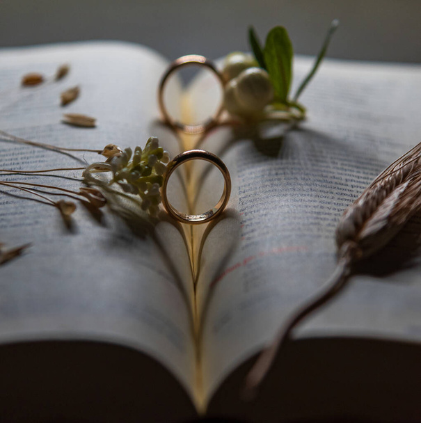 Svatební kompozice se snubními prsteny - Fotografie, Obrázek