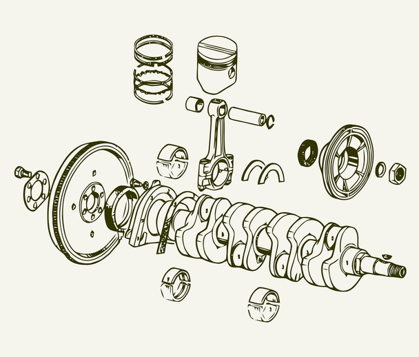 Crankshaft assembly - Vector, Image