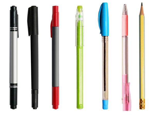 variety of pen isolated on white - Foto, Bild