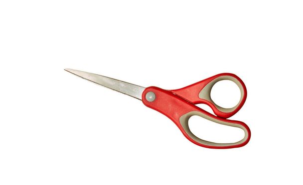 red handle scissors isolated on white - Foto, Bild