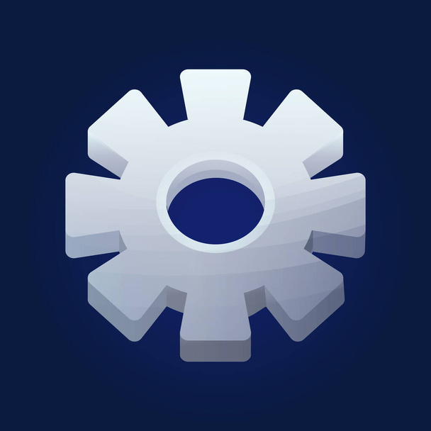Setting gear icon, game button symbol in cartoon style isolated. Ui, gui asset, design element. Vector illustration - Vettoriali, immagini