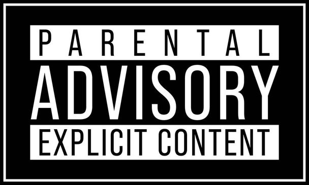Parental advisory explicit content warning text is written on dark background. vector typography - Вектор,изображение