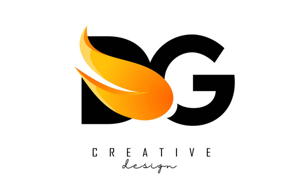 Векторна ілюстрація абстрактних літер DG d g з вогнем і помаранчевим Swoosh дизайн. - Вектор, зображення
