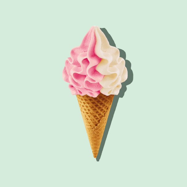 LIFESTYLE. ILLUSTRATION. COLORED ILLUSTRATION. DELICIOUS ICE CREAM. COLORED BACKGROUND. - Foto, afbeelding