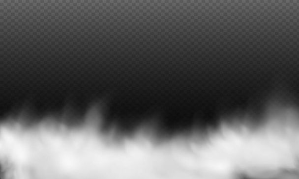 Set of Cloudy sky or smog over the city.White vector cloudiness ,fog or smoke on dark checkered background.Vector illustration. - Vetor, Imagem