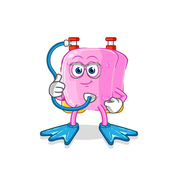 the nail diver cartoon. cartoon mascot vecto - Vektor, kép