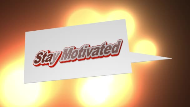 Inspirational motivational quote Stay Motivated, with speech bubble, on red and orange abstract animation background.  - 映像、動画