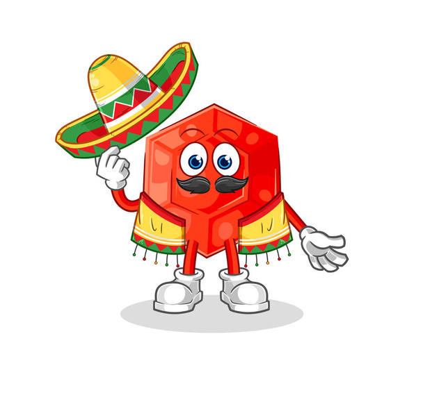 the ruby Mexican culture and flag. cartoon mascot vecto - Вектор,изображение
