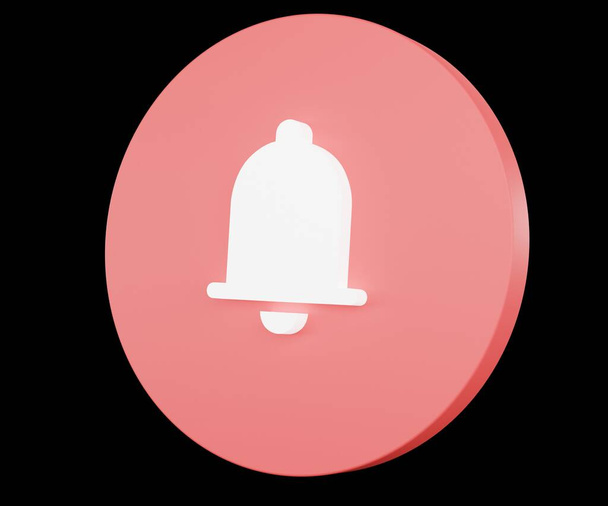 notification icon social media notification icon with bell symbol on black isolated background. 3d illustration rendering - Φωτογραφία, εικόνα
