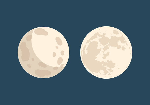 moon, space, illustration, vector on white background. - Vettoriali, immagini
