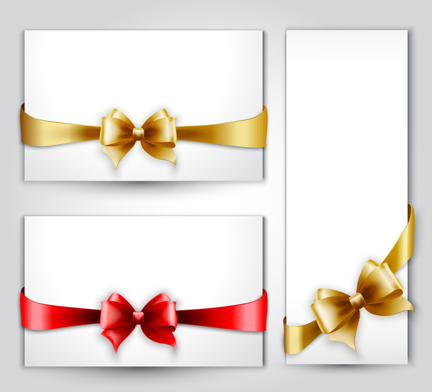 Invitation card with Gold and red holiday bow - Vecteur, image