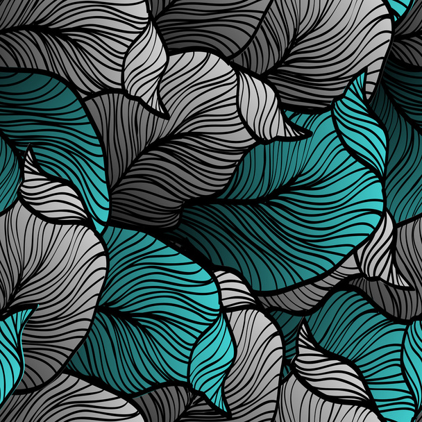 Retro varrat nélküli mintát absztrakt doodle levelek - Vektor, kép