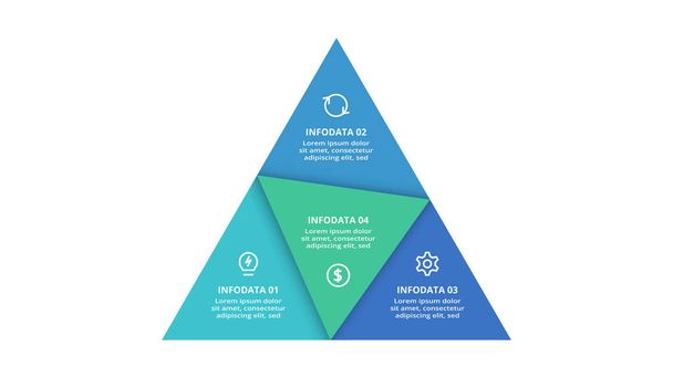 Triangle with 4 elements, infographic template for web, business, presentations, vector illustration. - Vektör, Görsel