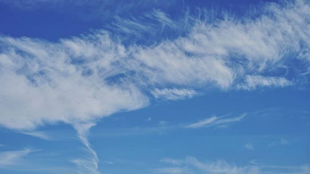 A low angle shot of floating white clouds in a blue sky - Фото, зображення