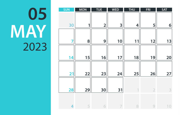 May 2023 Calendar Planner - Vector. Template Mock up. Illustration - Vektori, kuva