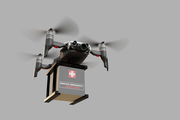 Drone tecnologia ingegneria dispositivo industria volare in logistica industriale esportazione importazione prodotto consegna a domicilio logistica spedizione trasporto trasporto andare nuovo anno 2022 rendering 3D - Foto, immagini