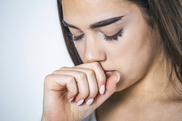 Close Up de mulher sofrendo com tosse - Foto, Imagem
