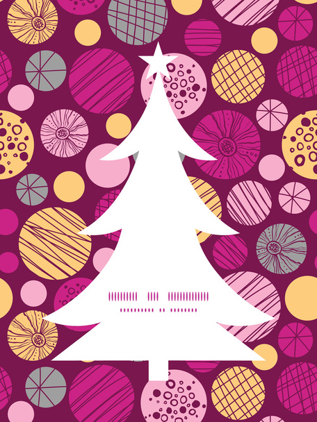 Vector abstract textured bubbles Christmas tree silhouette pattern frame card template - ベクター画像