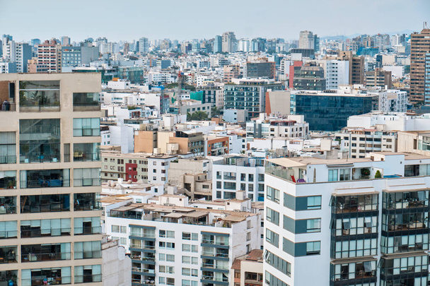 Top view of the buildings in the city. Urban landscape. Lima, Peru. - Fotoğraf, Görsel