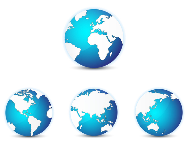 Conjunto de iconos del mundo, con diferentes continentes en foco. Aislado sobre blanco
. - Vector, imagen