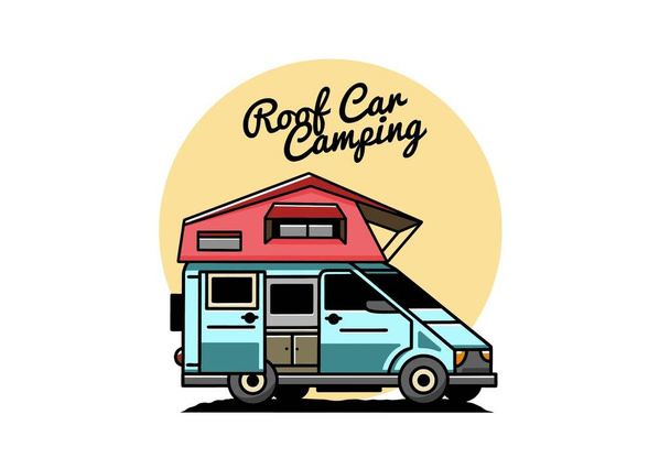 Illustration design of a camping on roof car - Vektor, obrázek