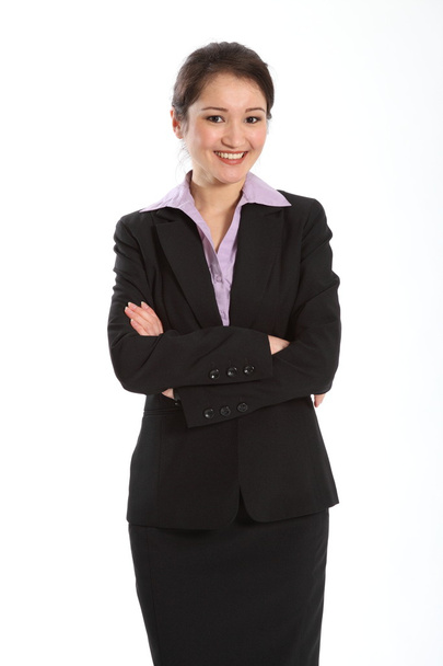 Confident woman in black suit - Фото, изображение