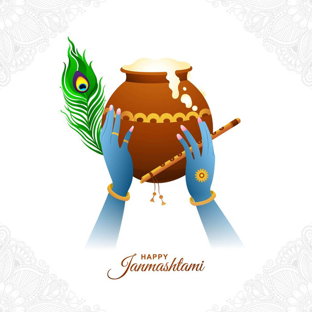 Happy janmashtami card holiday background - Vetor, Imagem