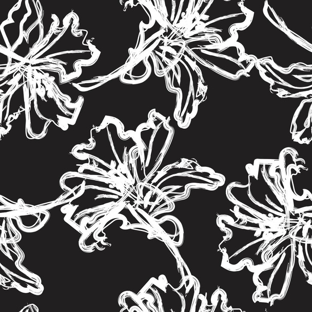 Bloemen penseelstreken naadloos patroon ontwerp voor mode textiel, graphics, achtergronden en ambachten - Vector, afbeelding