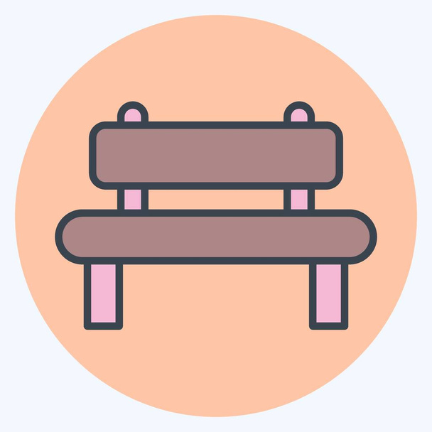 Icon Bench. suitable for City Park symbol. color mate style. simple design editable. design template vector. simple illustration - Вектор, зображення