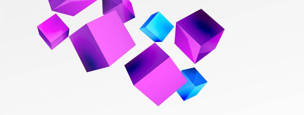 3d cubes vector abstract background. Composition of 3d square shaped basic geometric elements. Trendy techno business template for wallpaper, banner, background or landing - Vector, Image