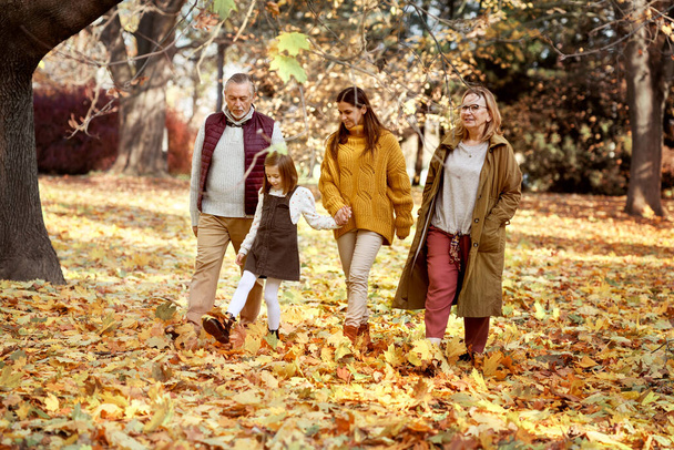 Family walking at the park in autumn  - Photo, Image