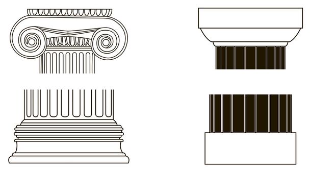 Set of old-style greece pillar column parts - Διάνυσμα, εικόνα