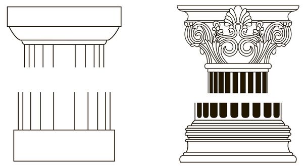 Joukko vanhan tyylin kreikkalainen pilari sarake osat
 - Vektori, kuva