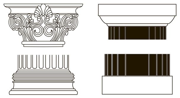 Set of old-style greece pillar column parts - Vetor, Imagem