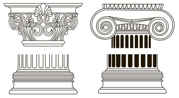 Set of old-style greece pillar column parts - Вектор, зображення
