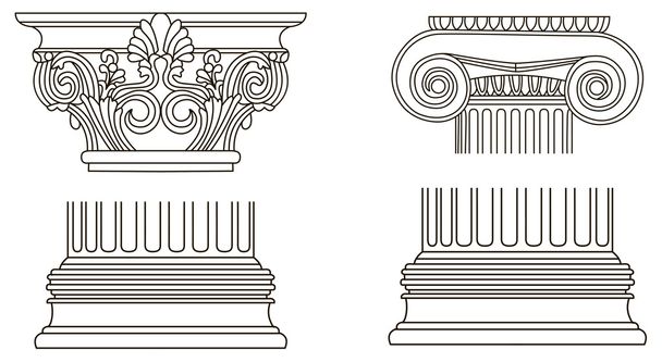 Set of old-style greece pillar column parts - Vector, Imagen