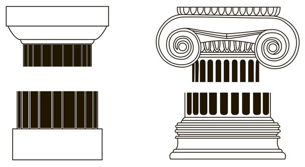 Set of old-style greece pillar column parts - Vector, Image