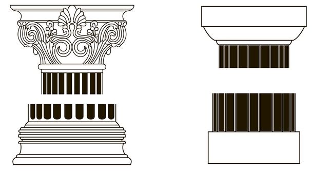 Set of old-style greece pillar column parts - Vector, imagen