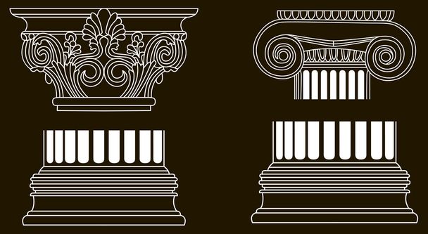Set of old-style greece pillar column parts - ベクター画像