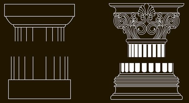 Set of old-style greece pillar column parts - Vector, Image